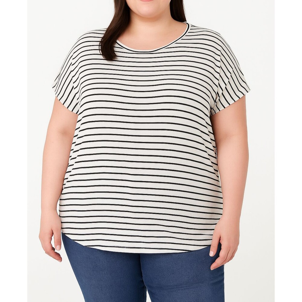Buffalo David Bitton Women’s Plus 3X Striped Short Sleeve Top‎ Black White